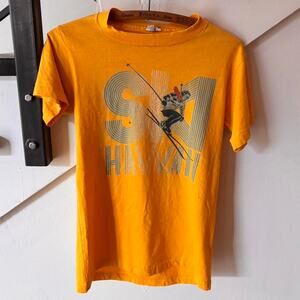 Vintage 70s Yellow Ski Hawaii T Shirt! Vintage Skiing Distressed.